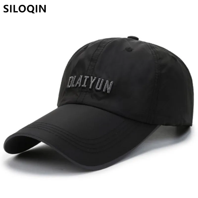 

SILOQIN Adjustable Size Men Women Spring Summer Ultra-thin Breathable Baseball Caps Letter Embroidery Couple Black Sports Hats