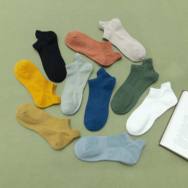 4 Pairs/Lot Men's Ankle Cotton Short Socks Fashion Breathable Mesh Comfortable Casual Pack Street Fashions High Quality Sock