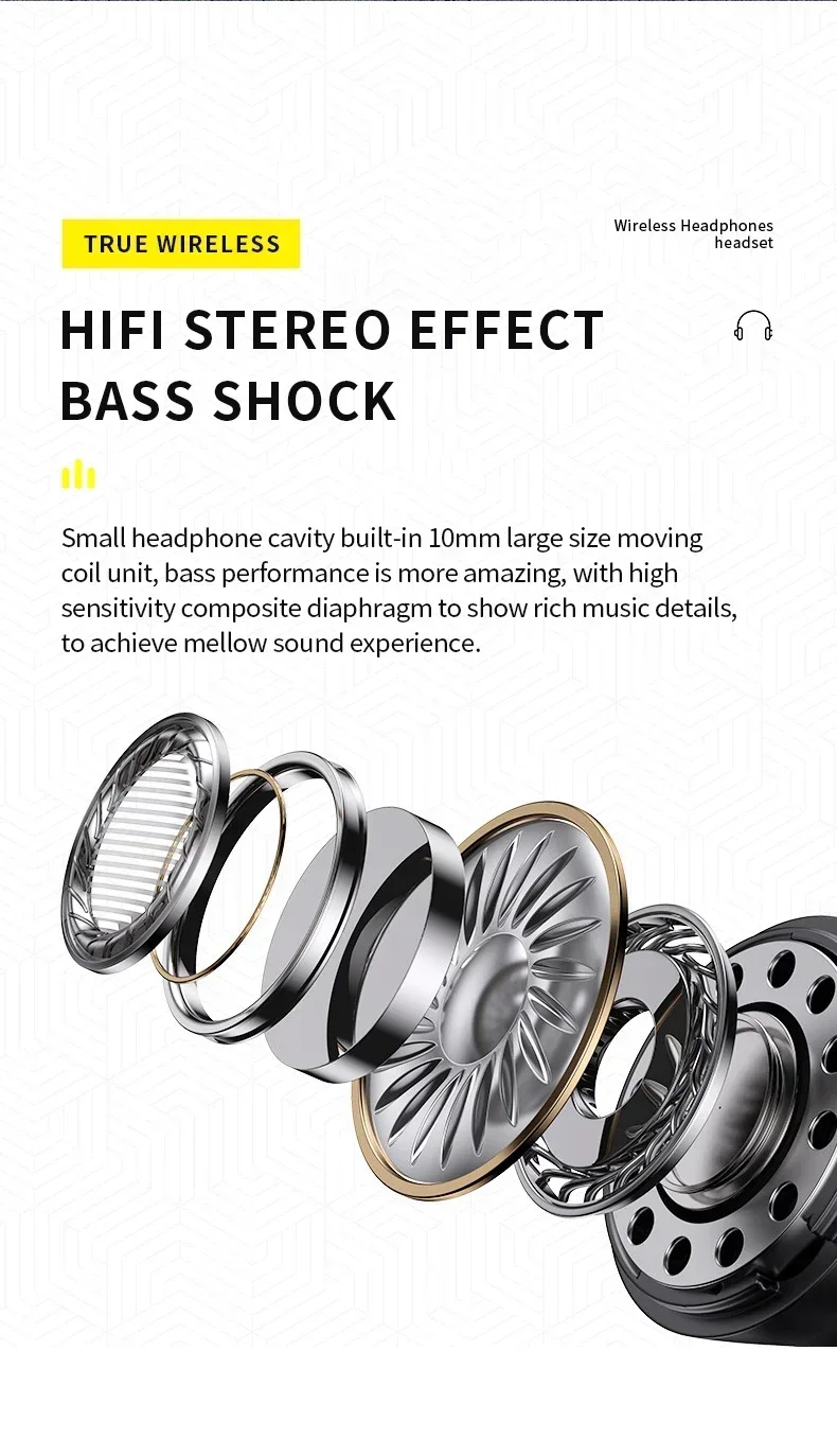Wireless Bluetooth Earphones 5.3 Stereo Headset With Microphone_voghion.com