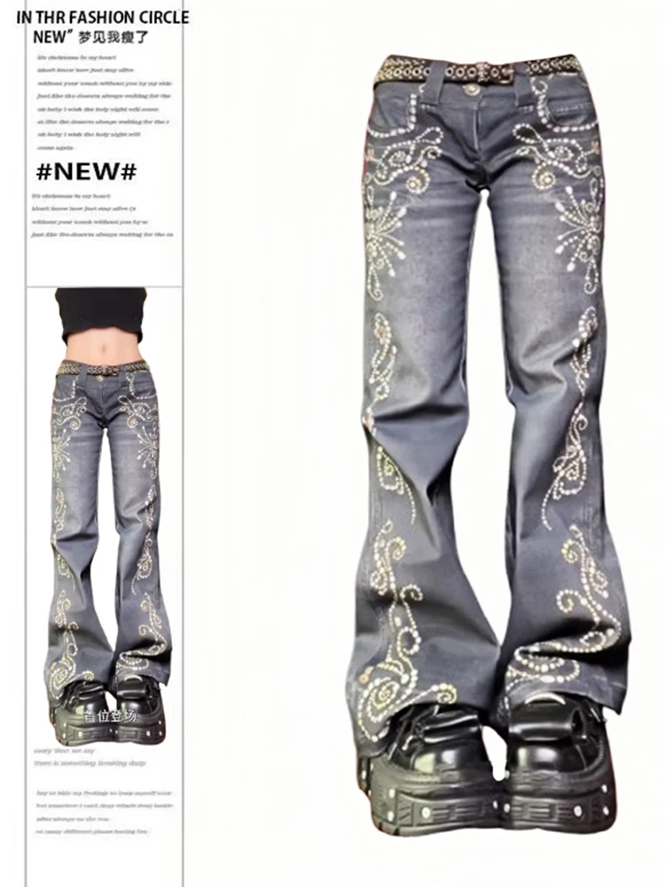 Women Harajuku Flare Jeans Grunge Japanese Harajuku Gyaru Y2K