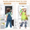 3 in 1 Kids Art Table and Chair Set, Toddler Craft and Play Wood Activity Desk with Double-Sided Easel Blackboard Whiteboard 3