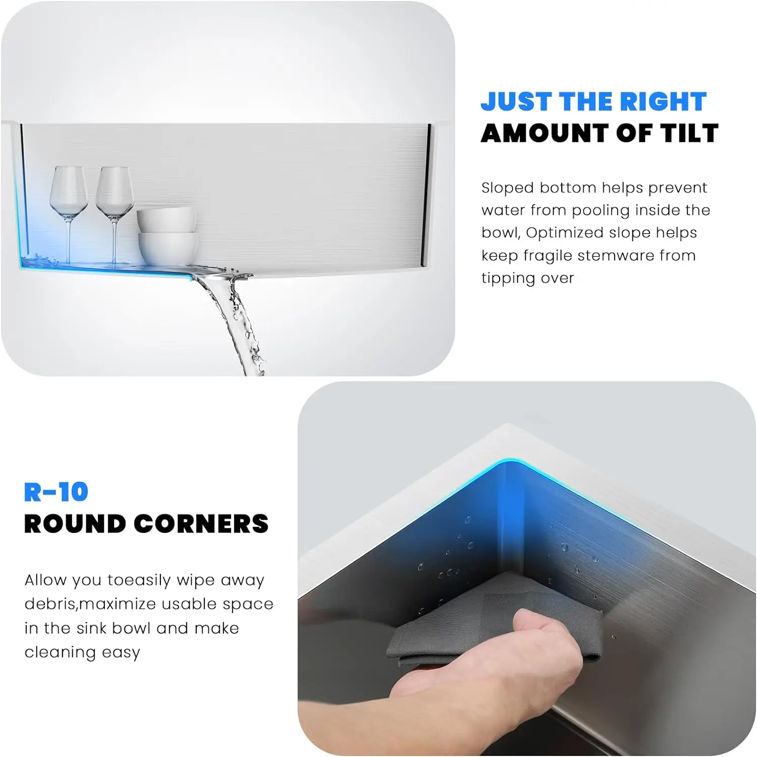 ROVATE 20×17 Inch Undermount Kitchen Sink Small Wet Bar Prep Sink 18 Gauge Stainless Steel Single Bowl 9 Inch Deep Rv Sink 4