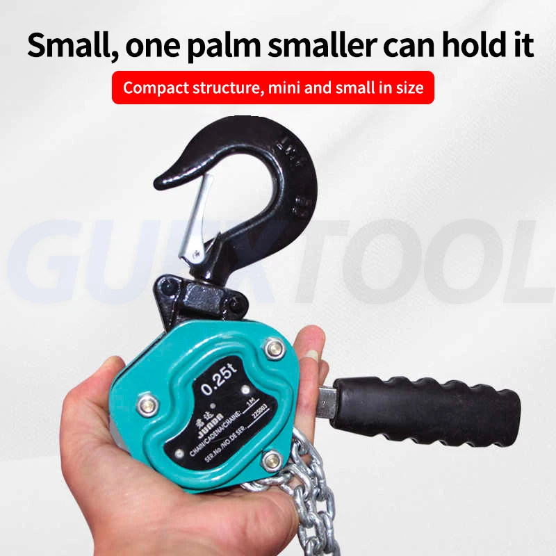 0.25T/0.5T Gourd Crane Manual Tensioning Cable Holder Portable Lifting Winch Heavy Lifting Tool Hand Chain Hoist For Decoration