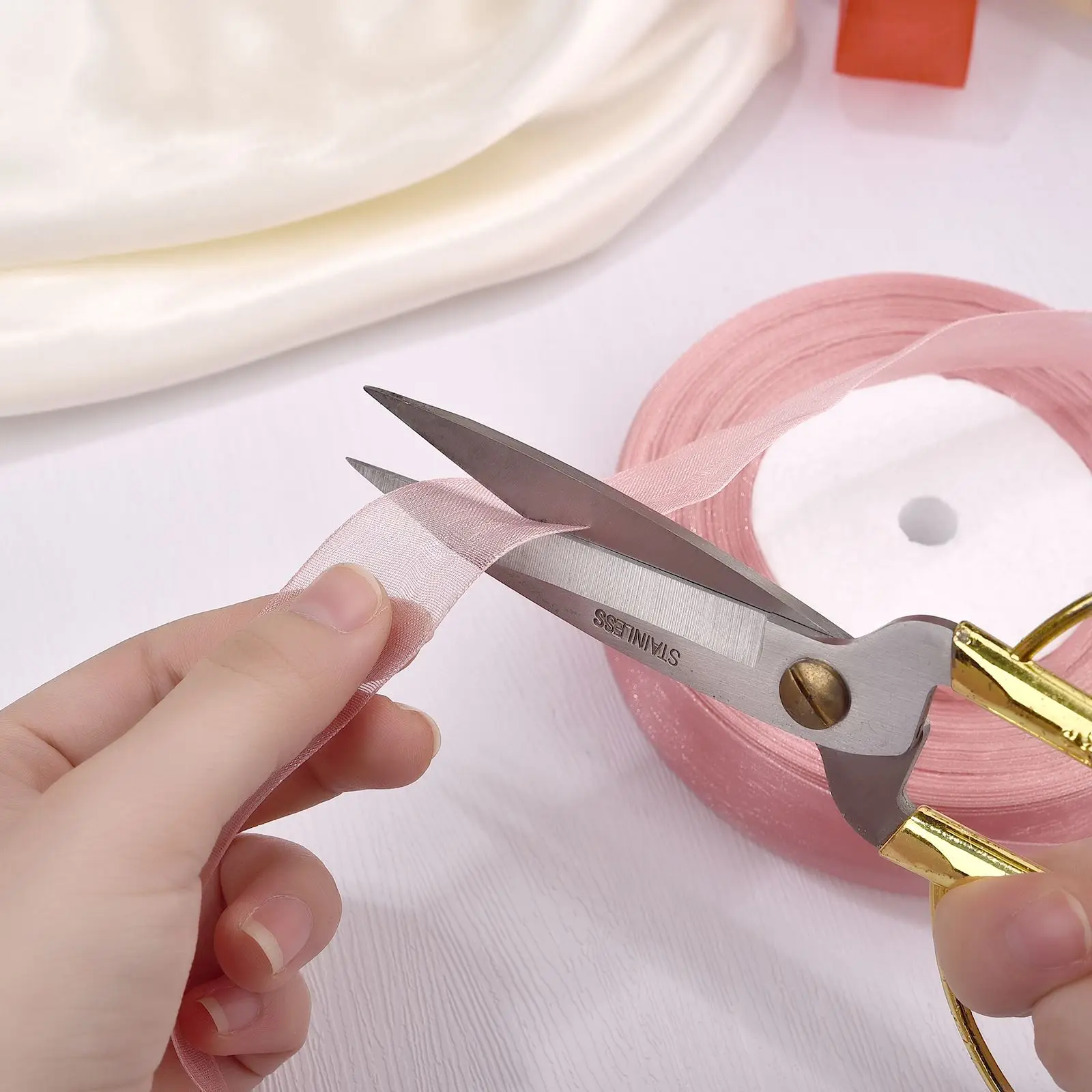 오간자 리본 포장, 크리스마스 파티 홈 DIY 선물 포장, 웨딩 장식 테이프, DIY 쉬폰 리본, 2.5cm, 50 야드