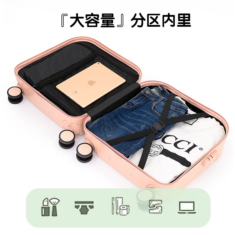 PLUENLI Luggage Women's Small Suitcase Small Lightweight Trolley Case New Boarding with Combination Lock Mute Universal Wheel