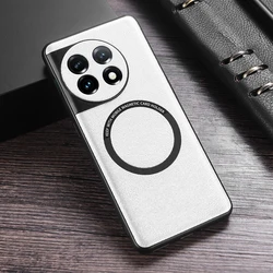 Premium PU Leather Magnetic Wireless Charging Shockproof Case for Oneplus ACE2 (Silver)