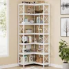7-Shelf Corner Bookshelf,Large Modern Corner Bookcase, 7-Tier Tall Corner Shelf Storage Display Rack with Metal Frame for Livin 1