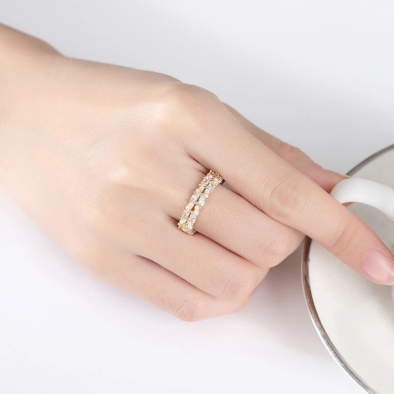 

SLBRIDAL Trendy Pave Setting Adjustable Flower Women CZ Crystal Rings Girls Cubic Zircon Open Rings Fashion Jewelry Accessories