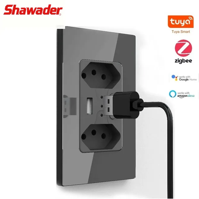 Shawader Tuya สมาร์ท Zigbee บราซิลผนังซ็อกเก็ต USB ไฟฟ้าบราซิลปลั๊ก Outlets สัญญาณ Repeater ระยะไกลโดย Alexa Google Home 1