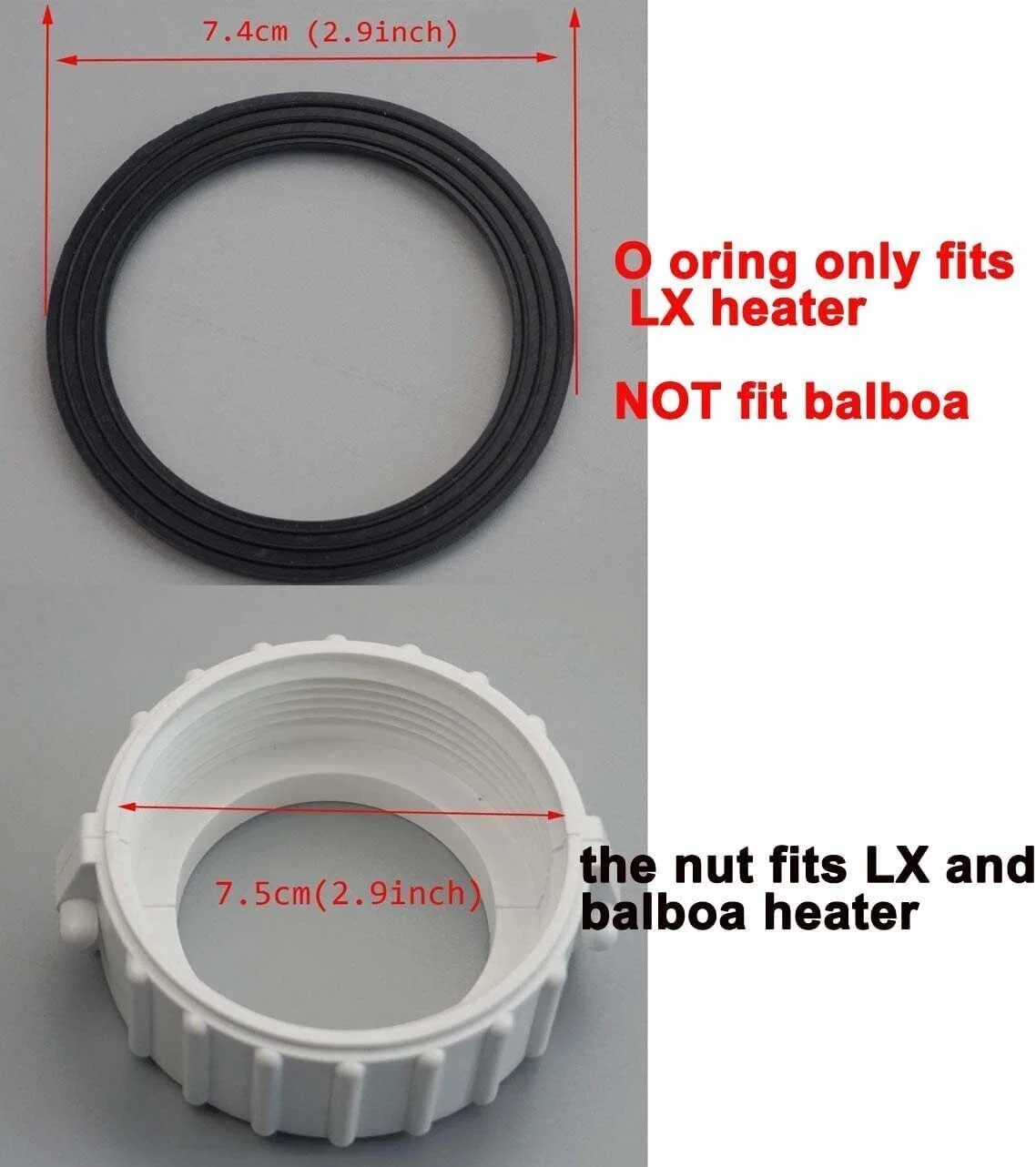 2" Spa Heater Split Nut Unions With Gaskets - Compatible With Balboa Gecko Hot Tub Heaters