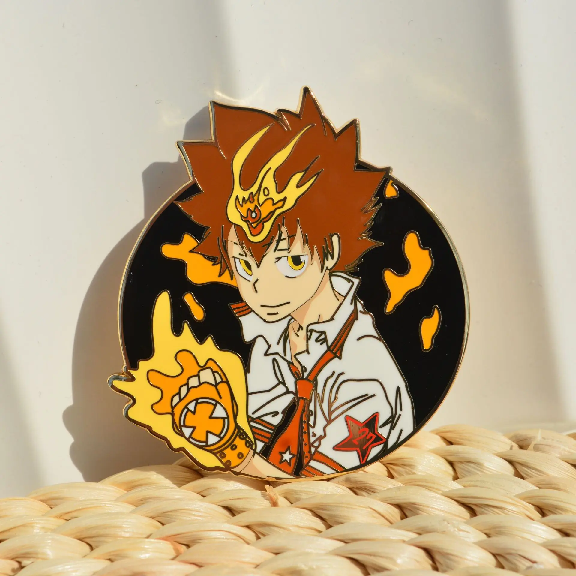 Hitman Pin Sawada Tsunayoshi Enamel Pins Anime Katekyo Hitman Reborn Metal Badges ...