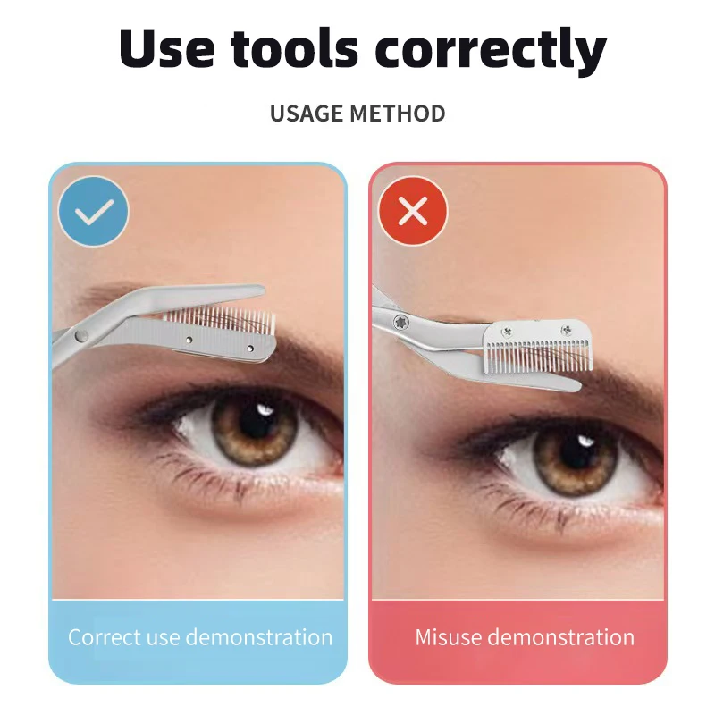 Eyebrow Scissors For Men And Women Makeup Tools One Metal Texture With Comb Eyebrow Razor Beauty Scissors Stainless Steel 3