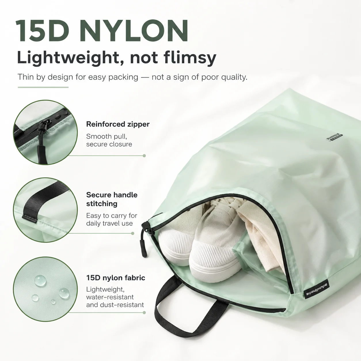 Waterproof Zipper Pouch with Handle for Clothing and Accessories – Portable Travel and Sports Organizer