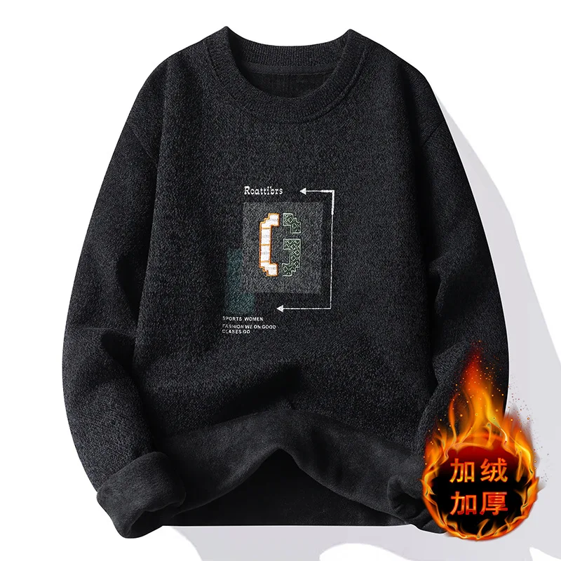 

Осенне-зимний новый плюшевый и утолщенный бархатный свитер для мужчин, вязаная одежда, теплая нижняя одежда для верхней одежды