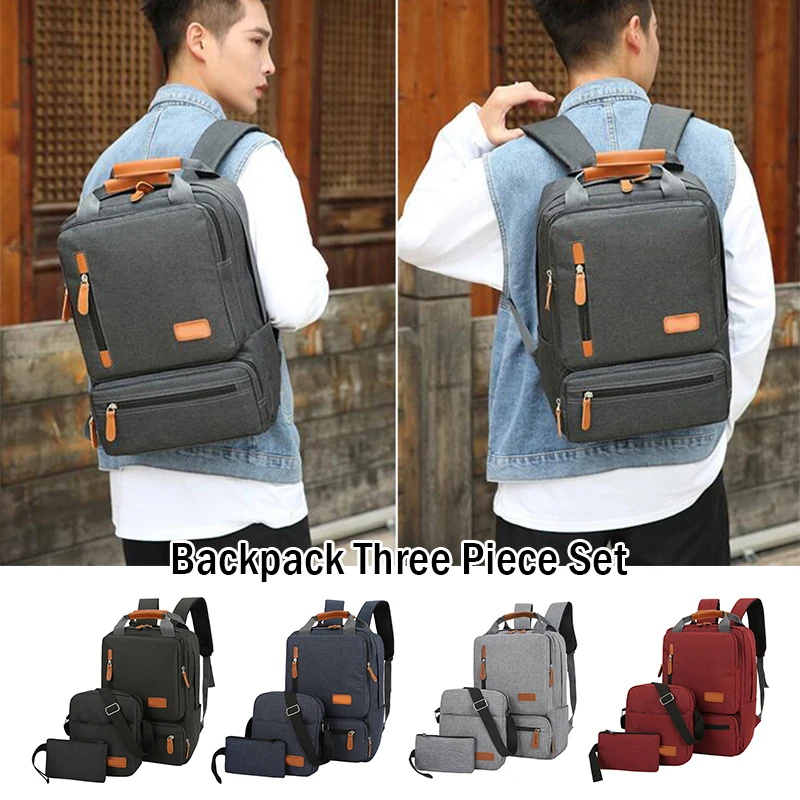 3Pcs/set Travel Oxford Business Laptop Shoulder Bag Pencil Bags School Backpack Outdoor Travel Computer Backpack