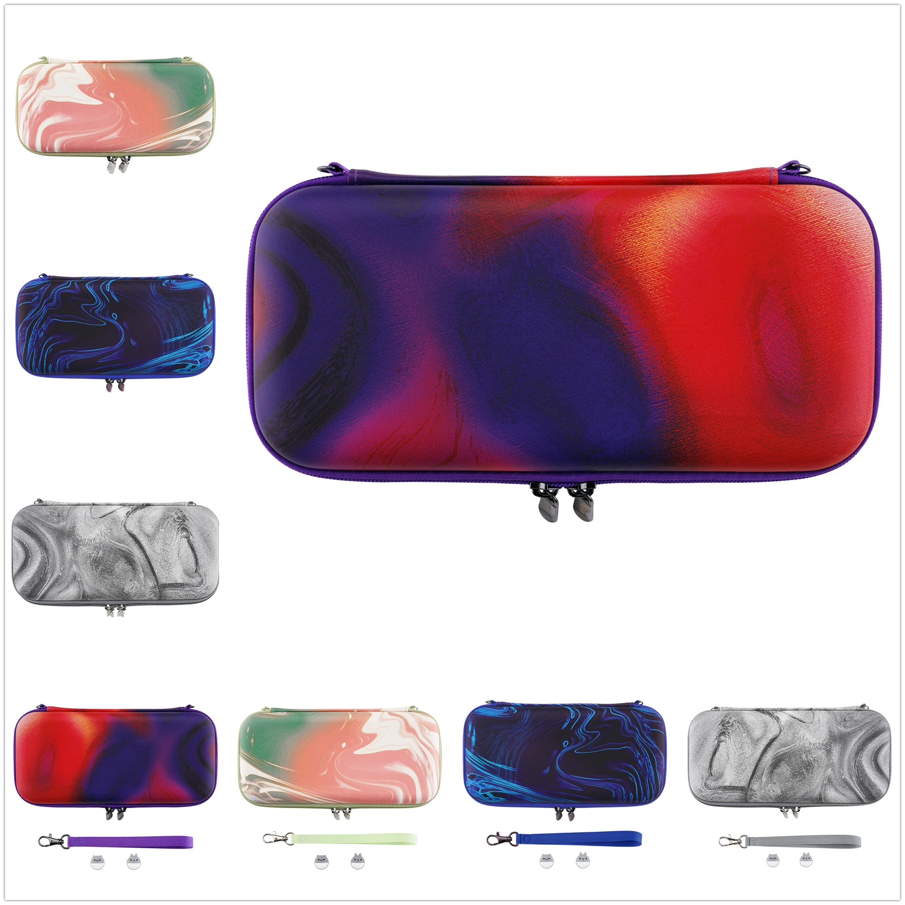 

PlayVital Carrying Case for Nintendo Switch & Switch OLED Storage Case with Thumb Grip Caps - Swirl Series