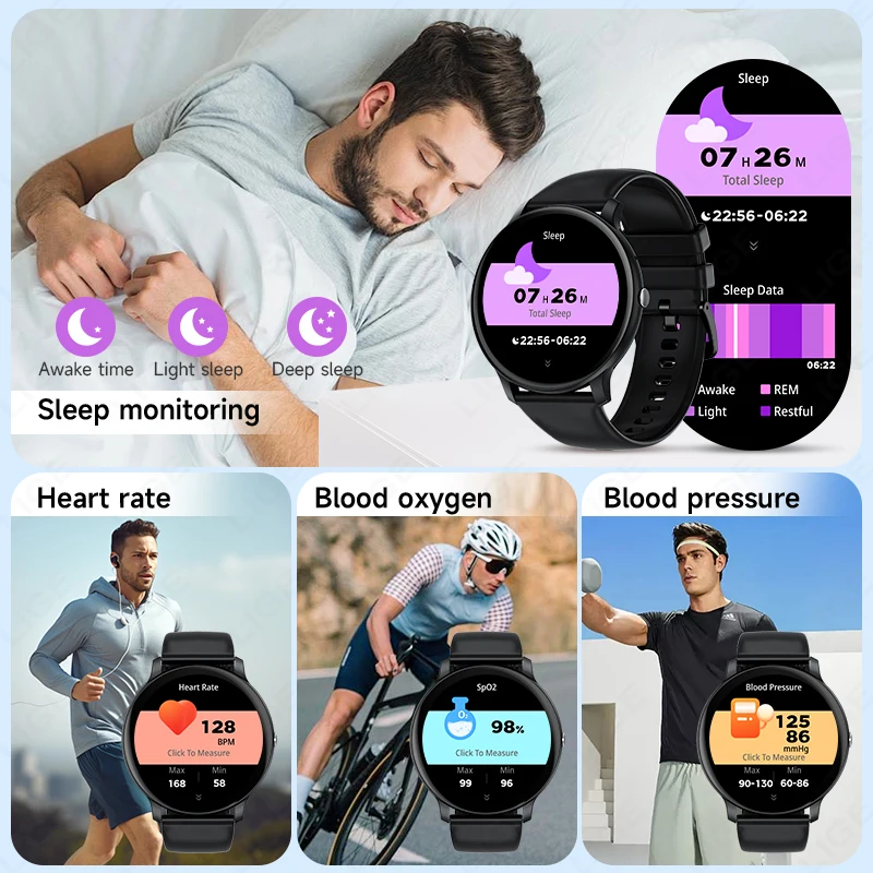 LIGE Smart Watch Men Women Outdoor SOS Sport Fitness Watch Man Bluetooth Call For Android IOS Health Monitoring Smartwatch Men