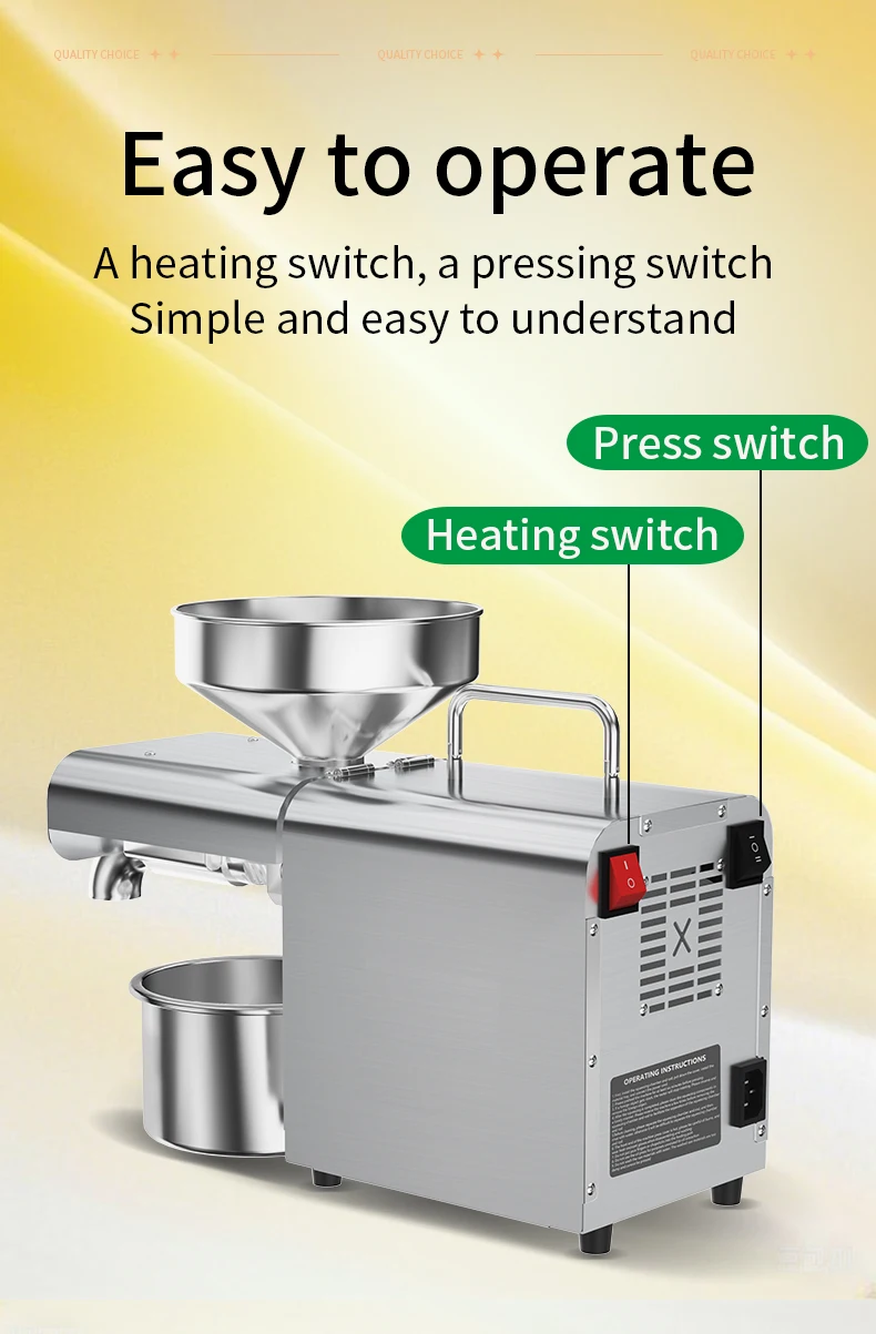 Description Picture 4 of itemElectric Oil Press Machine,Cold/Hot Press for Home Use Automatic Oil Extractor for Peanut/Sesame/Sunflower Seeds,Stainless