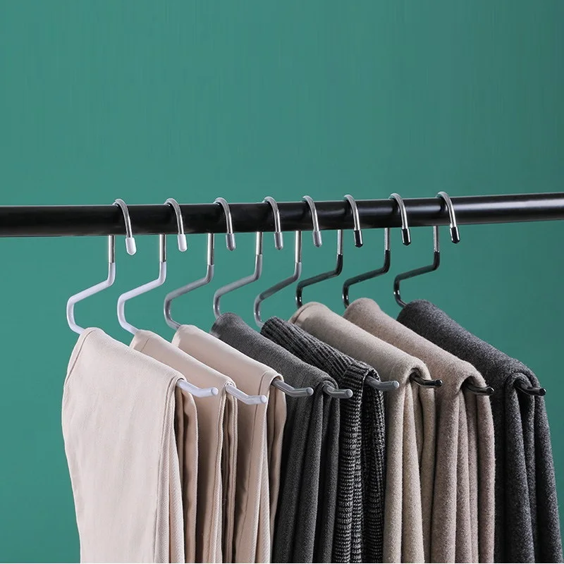 

100Pcs Non Slip Pants Hangers Open Ended Easy Slid Slacks Hangers Durable Anti-Rust Space Saving Metal Jeans Hangers