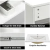 Bathroom Vanity Wall Mounted Floating Vanity Two Drawers Storage Cabinet with White Ceramic Integrated Sink 4