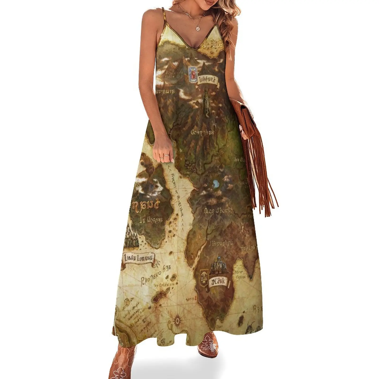 Eorzea FFXIV Map Sleeveless Dress dress summer women's dresses luxury summer dress korean women