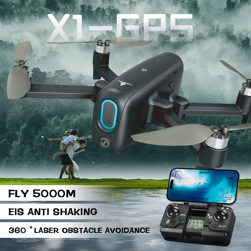Professional X1 Drone Quadcopter with GPS Enabled Brushless 8K HD Dual