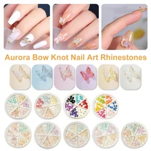

9 Styles Aurora Bow Knot Nail Art Rhinestones Multicolor 3D Bowknot Jewelry Nail Charms DIY Nail Art Manicure Supplie 13x8.5x1cm