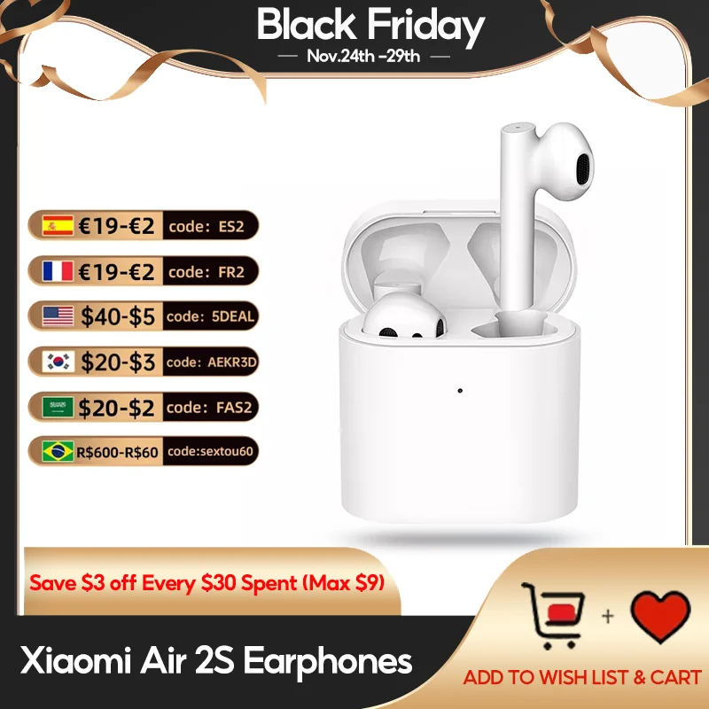 Wireless bluetooth earphones Original Xiaomi Airdots Pro 2s / 2 SE wireless earphone TWS Mi True Earbuds Air Pro wireless stereo control with mic handsfree