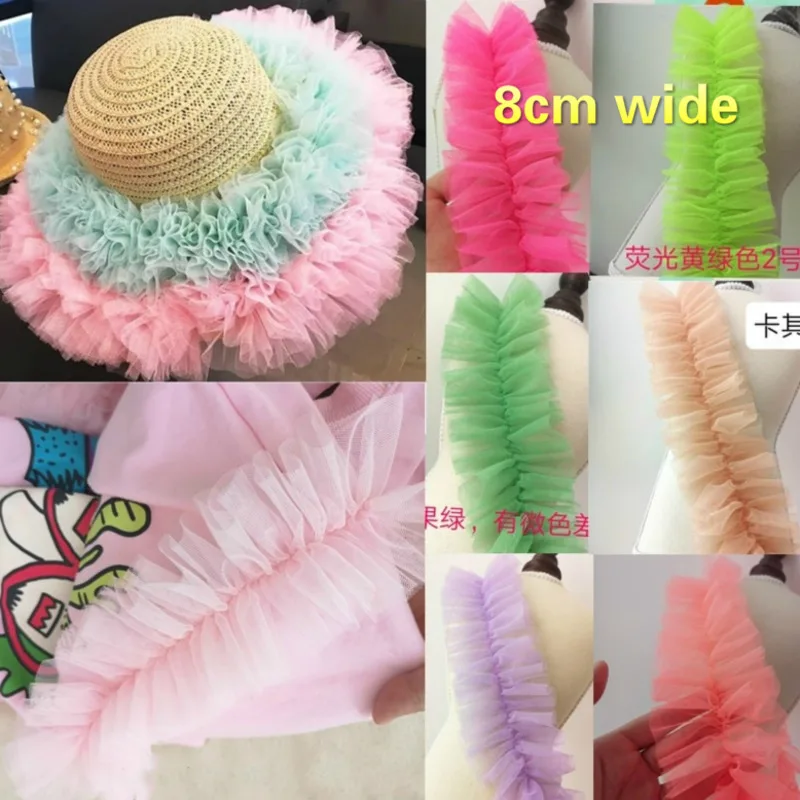 Many Colors Bilateral Pleated Encryption Tulle Lace Fabric DIY Clothing Skirt Dress Edge Decoration Bag Hat Sewing Accessories lace fabric lace sewing supplies lace sewing accessories lace accessories lace garment accessories lace decoration