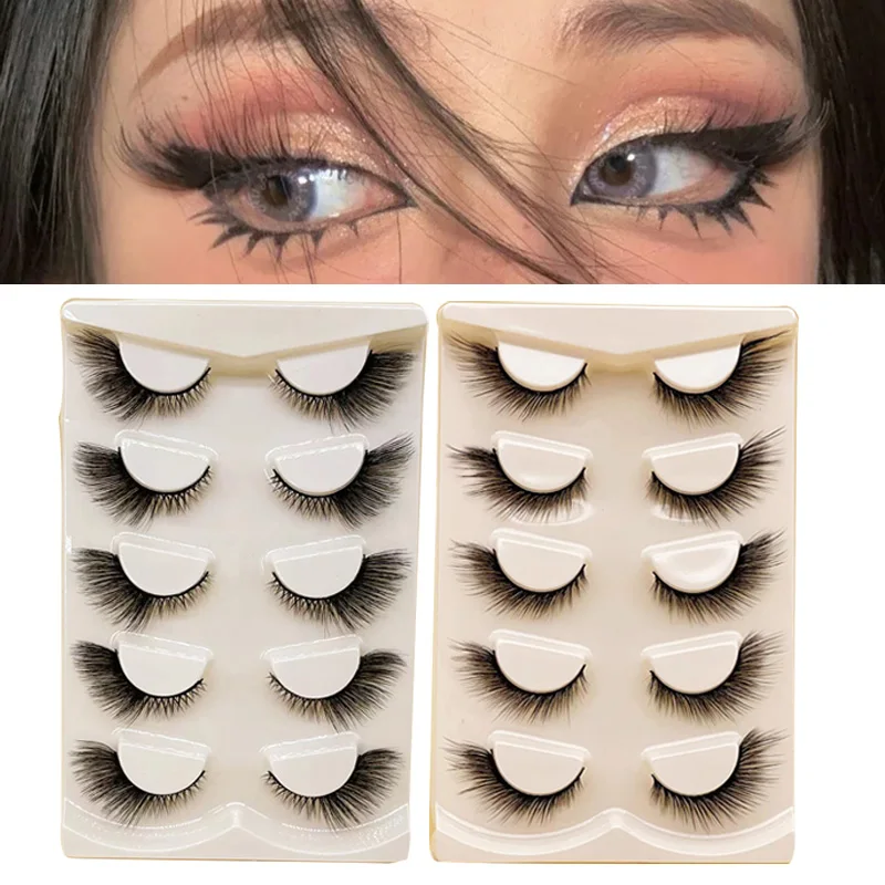 5 Pairs False Eyelashes End Eye Elongated False Lashes Natural Look