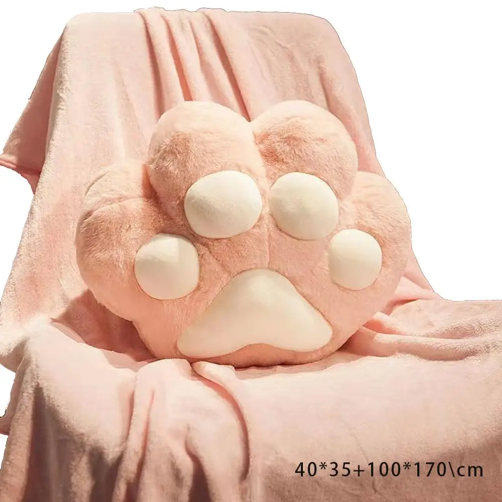 귀여운 낮잠 고양이 발 담요, 부드러운 이중 목적 사무용품, 에어컨 쿠션 베개, 핸드 워머 G8P5
