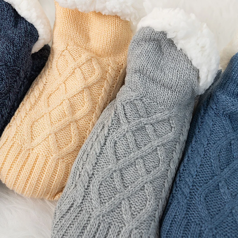 Thermal Socks Mens Women Winter Warm Home Soft Cotton Sleeping Anti Slip  None Grip Short Floor Slipper Sock