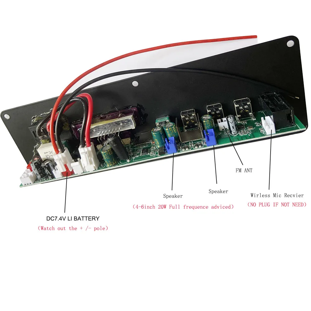 스피커 7.4V 증폭기 보드 스퀘어 댄스 20W + 20W 지원 블루투스 AUX U 디스크 녹음 5-8인치 스피커 키트 홈 시어터 DIY