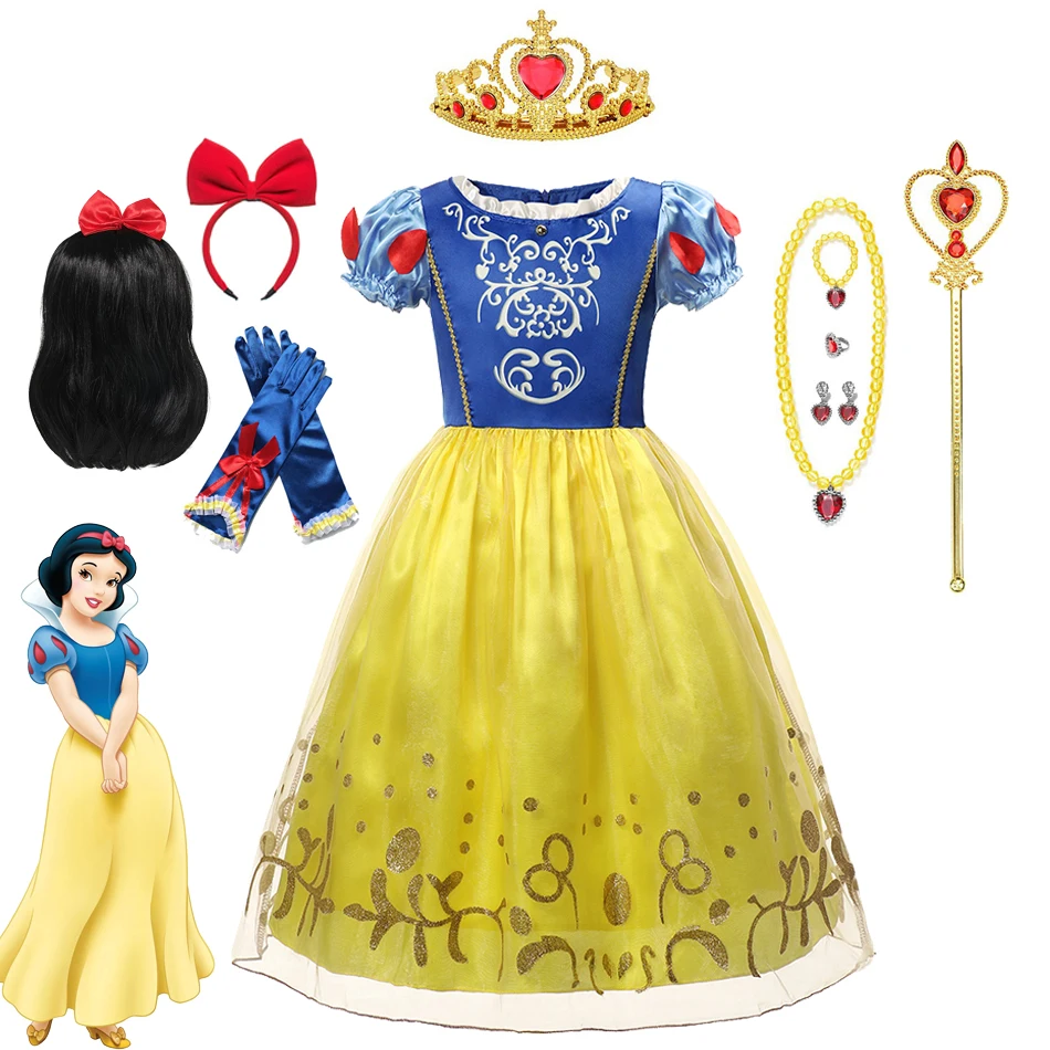 

Princess Snow White Cosplay Dresses For Girls Party Kids Dress Up Costume Halloween Birthday Prom Vestido Children Clothing Set