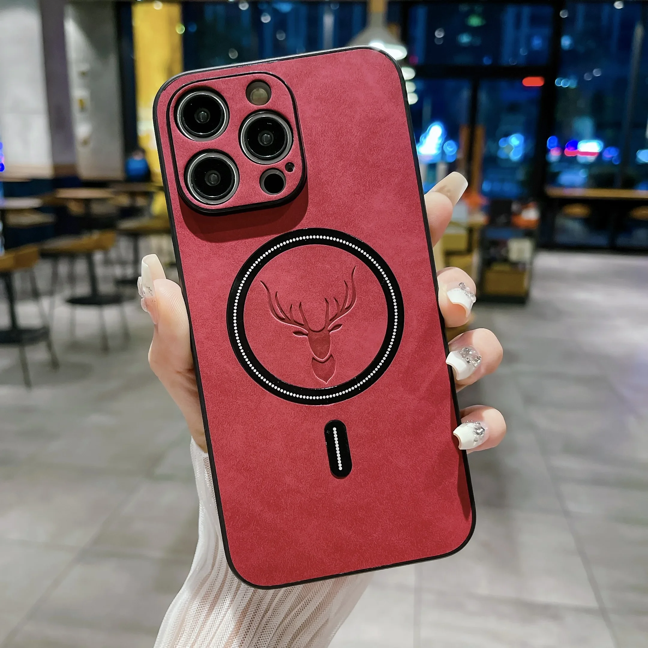Premium Business Leather Magnetic Deer Case with Magsafe Wireless Charging Compatibility