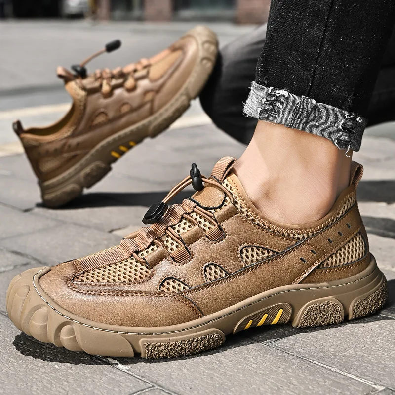 Baskets De Course Pour Hommes En Cuir Décontracté Hauteur Supérieure Chaussures De Plate-forme