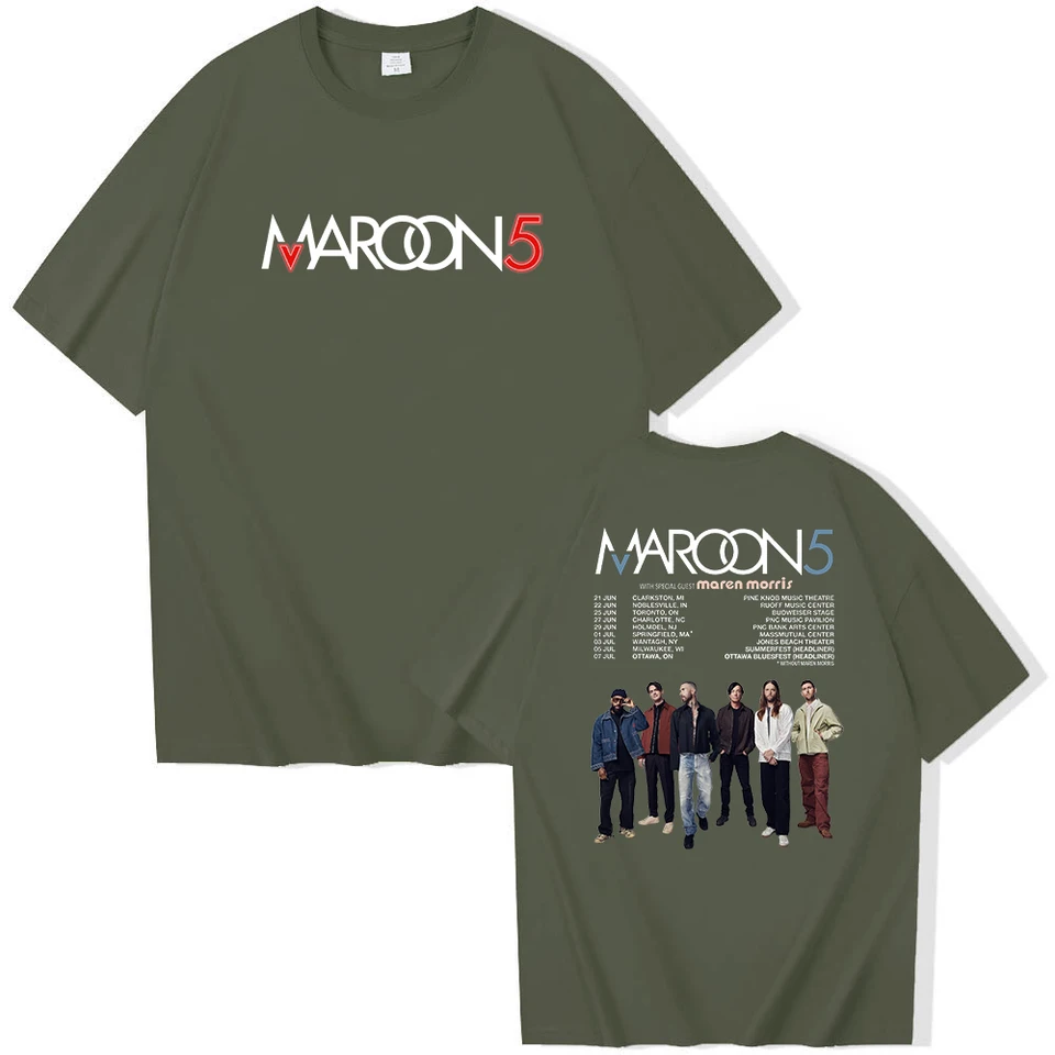Maroon 5 Tour 2024 T-shirt O-Neck Short Sleeve Shirts Fans Gift