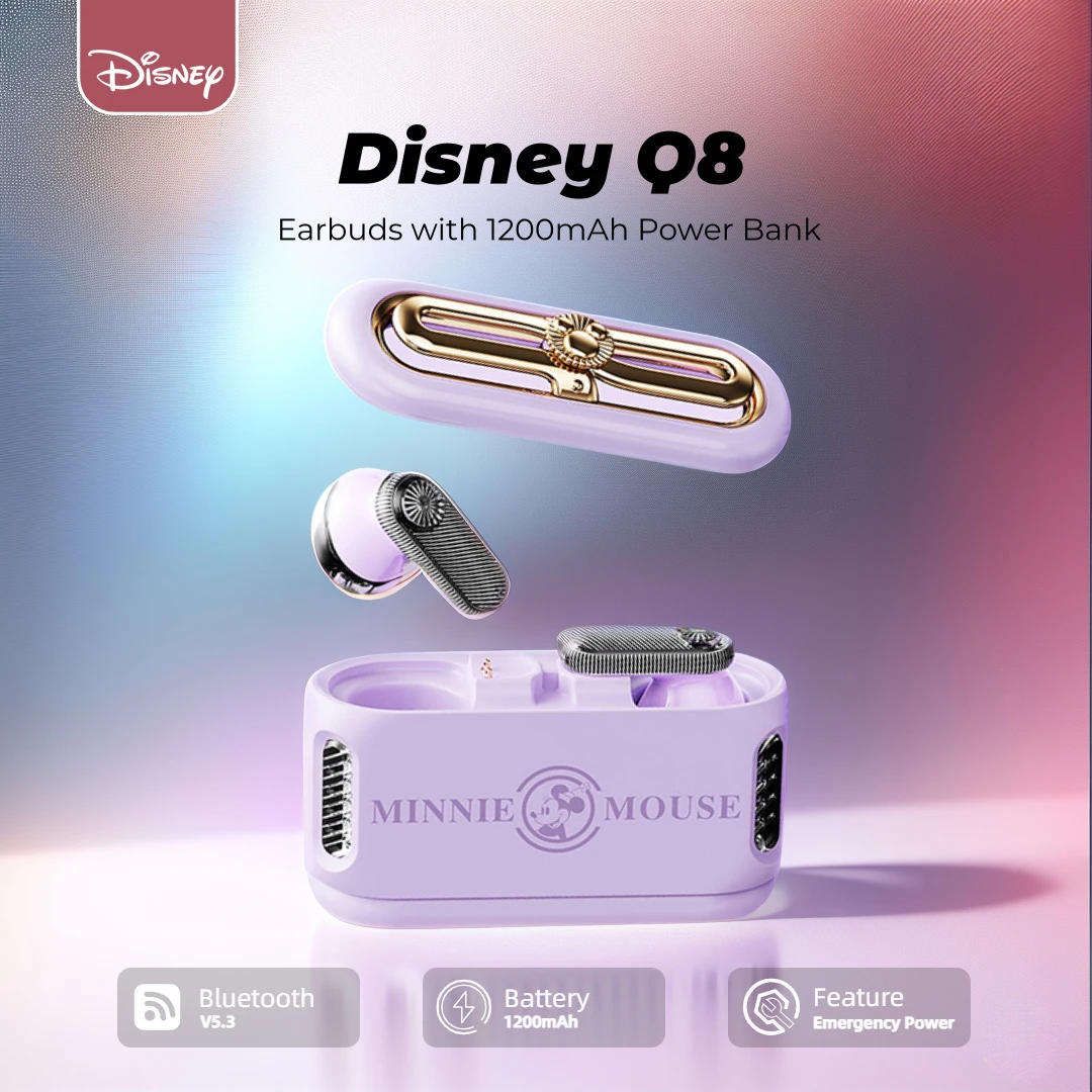 

Disney Mickey Minnie TWS Earbuds Bluetooth 5.3 Wireless Earphone Low Latency Gaming Headphone With 1200mAh Emergency Power Bank