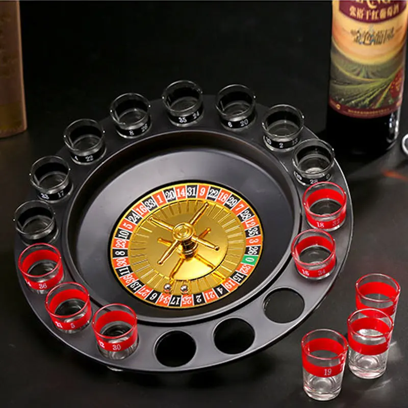 

Creative Russia Turntable Shot Glass 16Pcs Wine Glass Lucky Shot Drinking Roulette Game Set Family KTV Bar Party Funny Drinkware