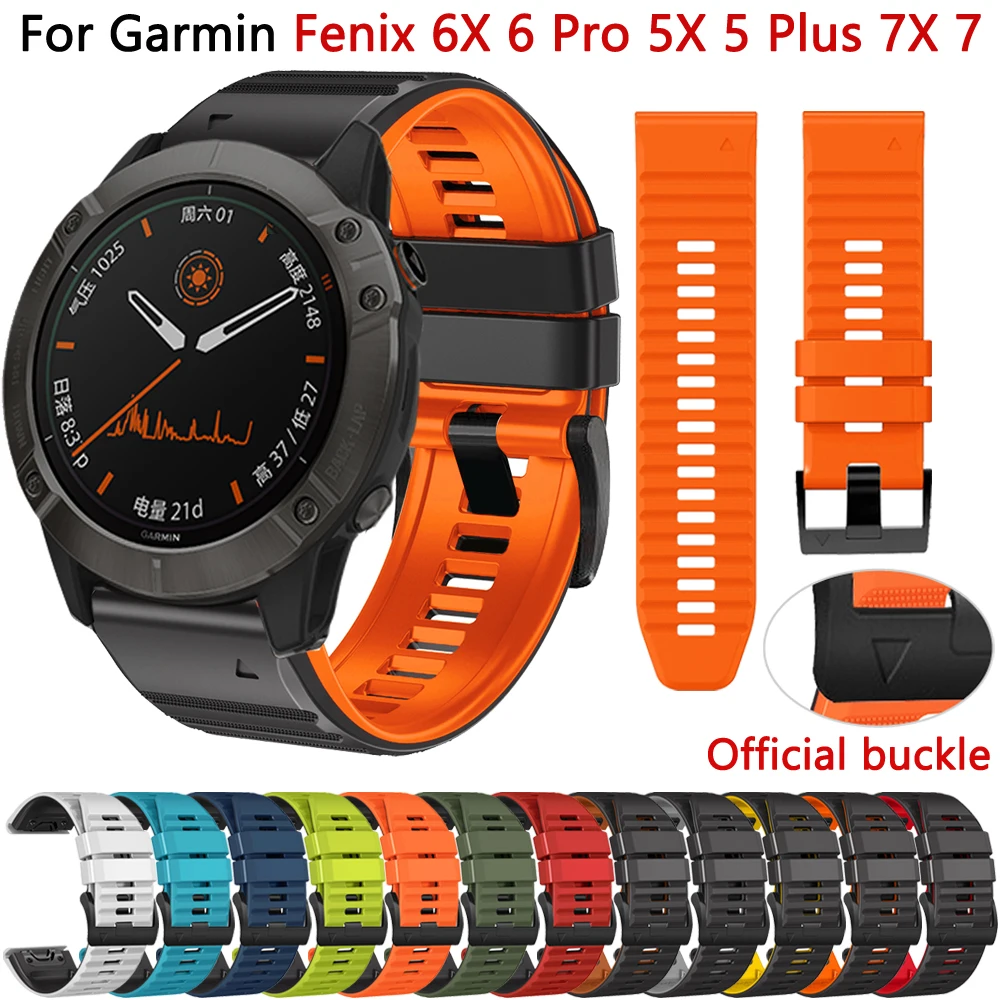 

Silicone Watch Band For Garmin Fenix 6X 6 Pro 7X 7 5 5X Plus 3 HR Epix 2 945 955 Strap 22 26mm Wristband Quick Release Watchband