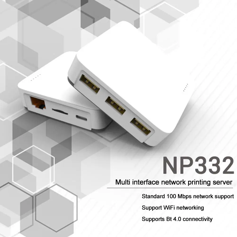 3 USB Ports Network BT+ WIFI Multi-interface Network Print Server For LINUX3.4 For Windows for IOS And Android Systems X0W2