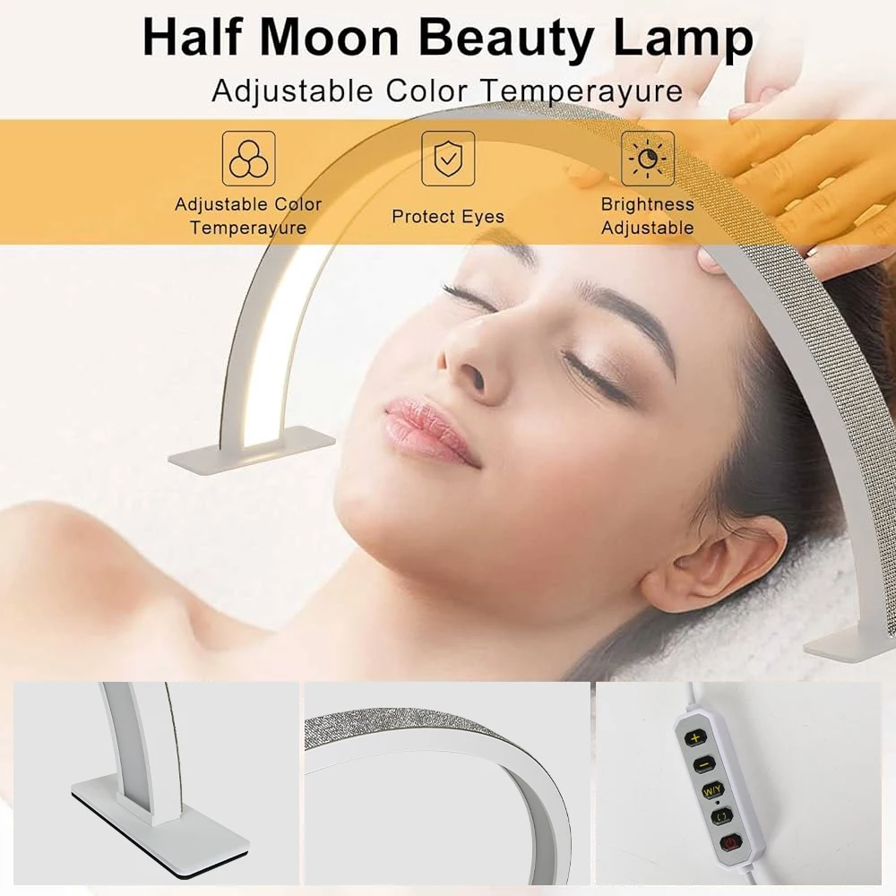 308LEDs Half Moon Lamp Foldable 36 INCH Half Lash Light for Eyelash  Extensions Beauty Skincare Eyebrows with Phone Holder Remote - AliExpress