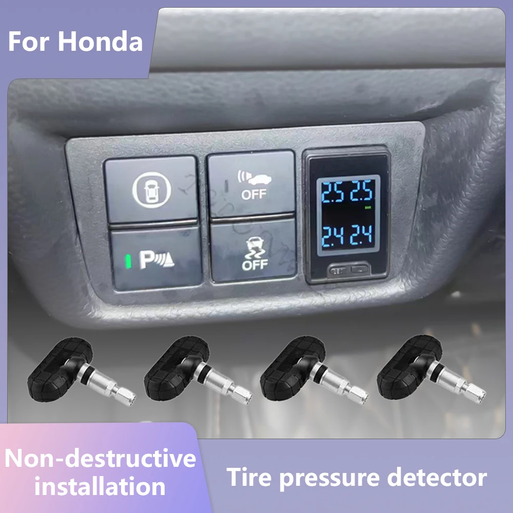 

Digital LCD TPMS External Sensor Tire Pressure Monitor System Wireless Embedded Safety Alarm For Honda Civic Fit CITY CRV XRV