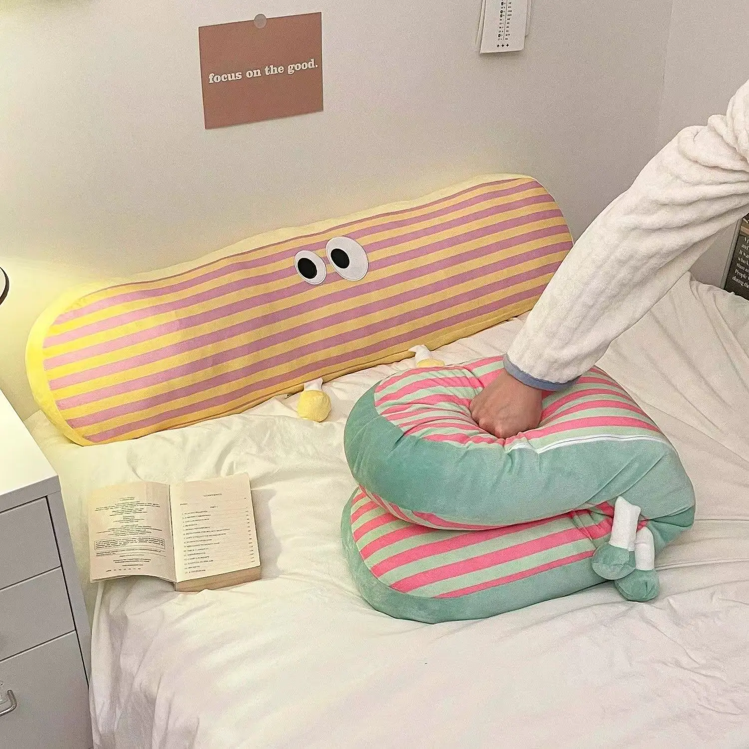 Cute Bed Dopamine Internet Celebrity Cushion Sofa Large Backrest Long Strip Pillow Girl Legs Legs Side Sleeping Pillow 3