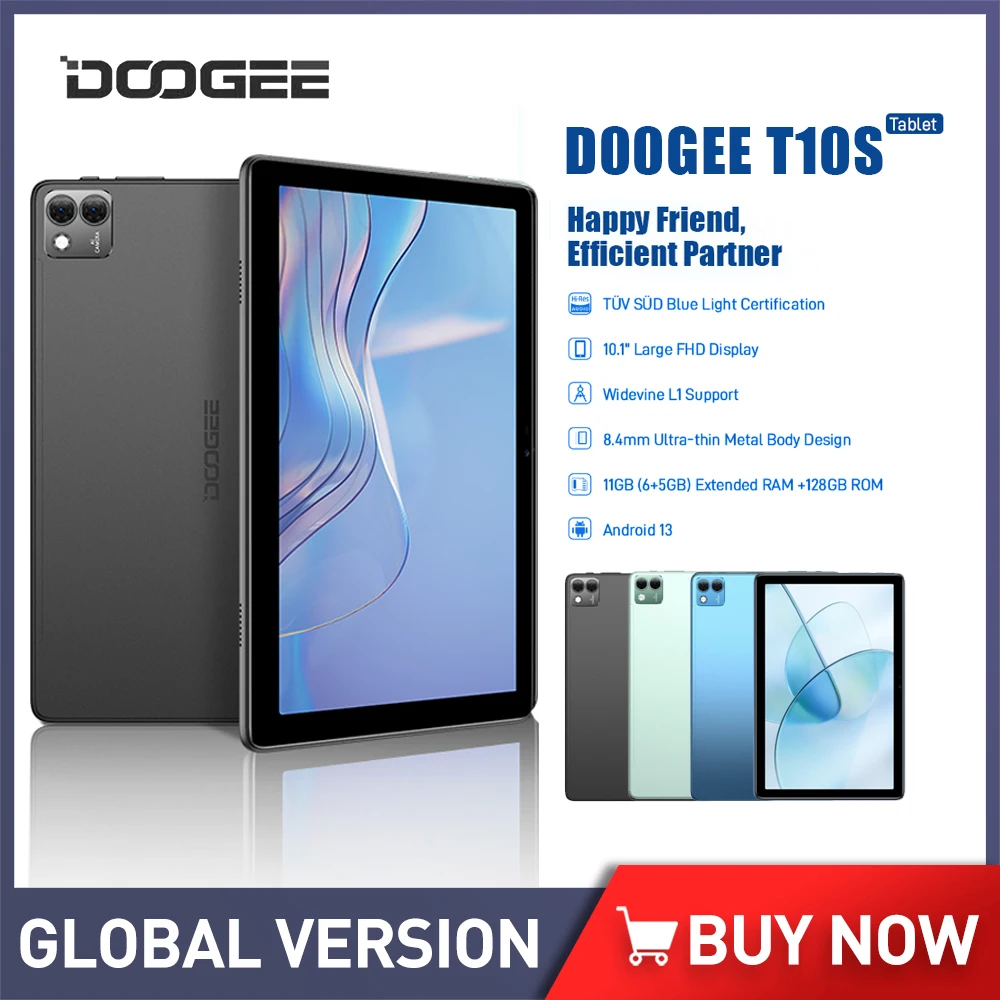 DOOGEE T10S 10.1 Android 13 Tablet 11GB +128GB/SD 1TB TUV Low bluelight  Tablet