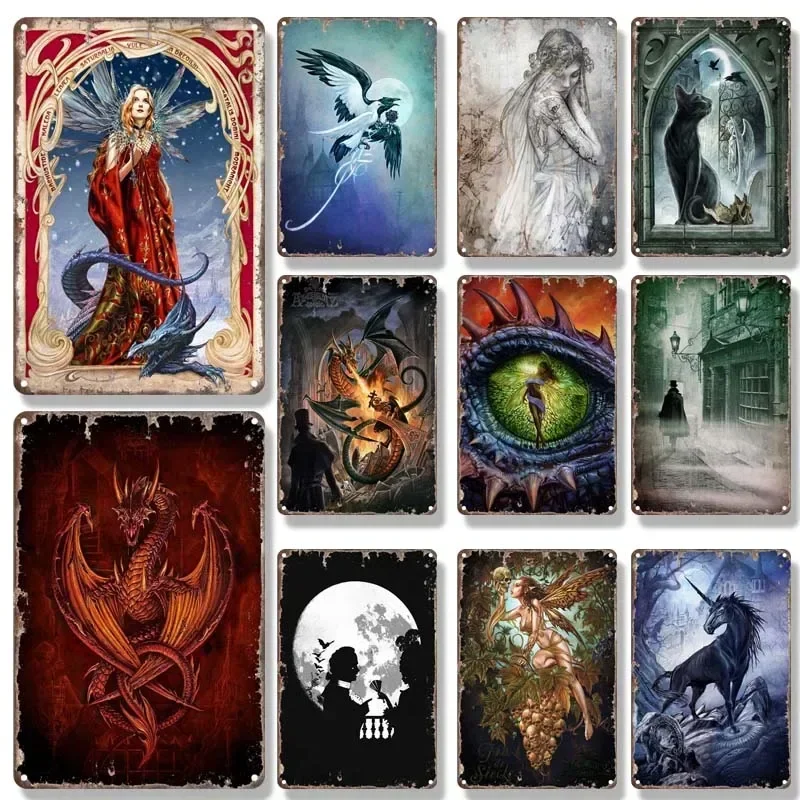 

Настенное украшение Dark Fantasy, Оловянная табличка в стиле ретро, Алхимия, Англия, металлический знак, декор для комнаты, постер, украшения для дома, искусство на Хэллоуин