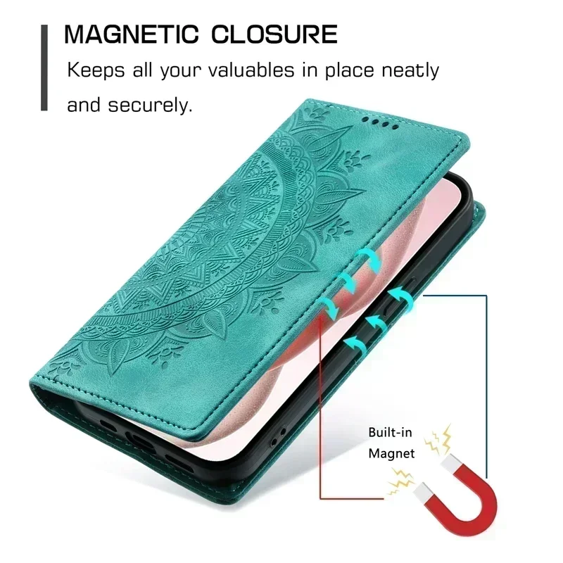 Totem Flip Leather Case with Magnetic Closure and Card Slots