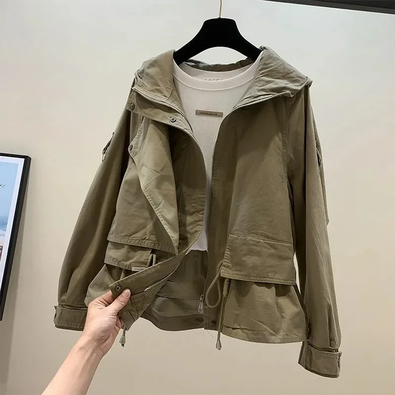 2024 Spring and Autumn New Fashionable Small Loose Meat Covering Windbreaker Women's Foreign Atmosphere Slim Short Coat Tide