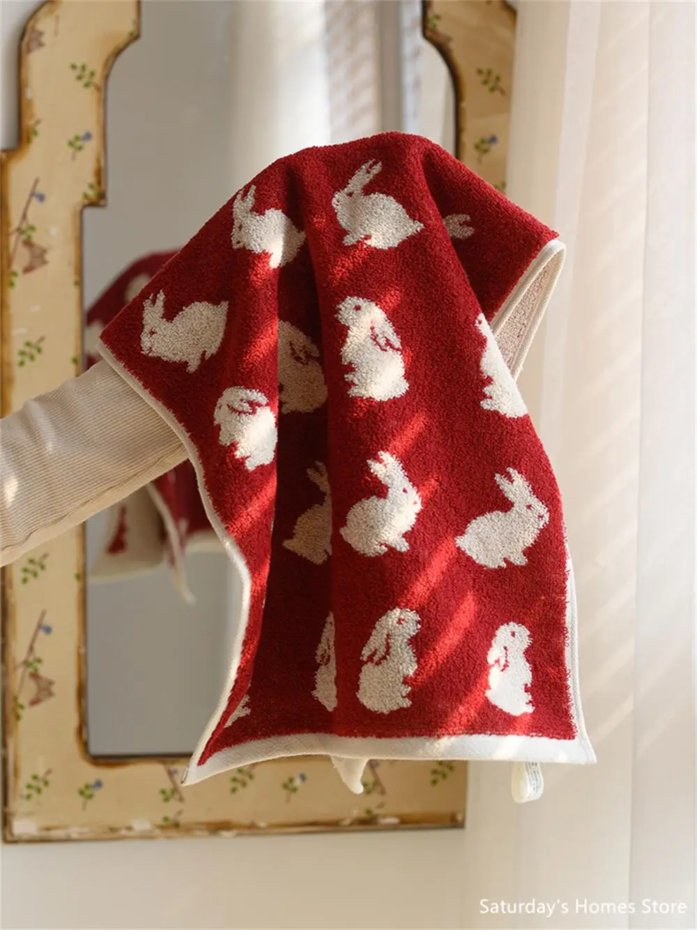 Description Picture 6 of itemCute Rabbits Patter Pure Towels Soft Kindly-Skin Face Towel Bathroom Absorbent Face Adult  Household Towels