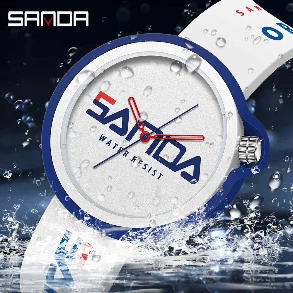 

SANDA 2023 New Fashion Trend Womens Watches Watch Sport Style Silicone Strap Waterproof Women Quartz Watch Zegarek Damski 3200